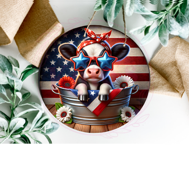 Patriotic Cow Door Hanger